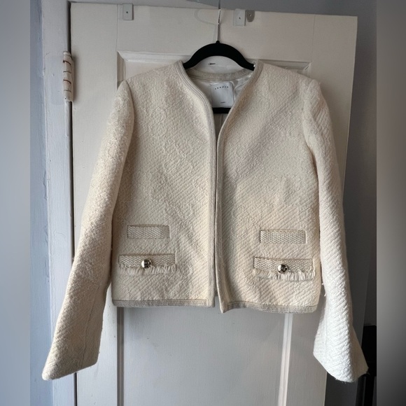 Sandro Sable Double S Tweed Wool Jacket 38 - Picture 7 of 16